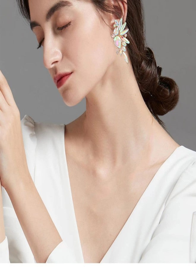 VANGETIMI Vintage Rhinestone Statement Earrings for Women Fashion Bling Colorful Crystal Cluster Drop Dangle Earrings, 2.83 inches, Rhinestone Glass, Rhinestone - Image 3