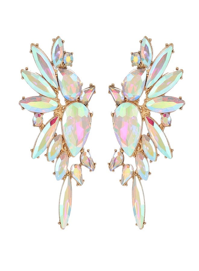 VANGETIMI Vintage Rhinestone Statement Earrings for Women Fashion Bling Colorful Crystal Cluster Drop Dangle Earrings, 2.83 inches, Rhinestone Glass, Rhinestone - Image 1