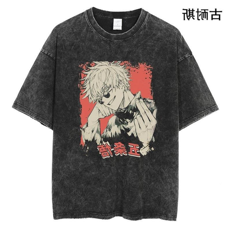 Lazada Hip-Hop Street Retro Loose Wash Water Do Old Short Sleeve T-Shirt Men Ins Tide - Image 2