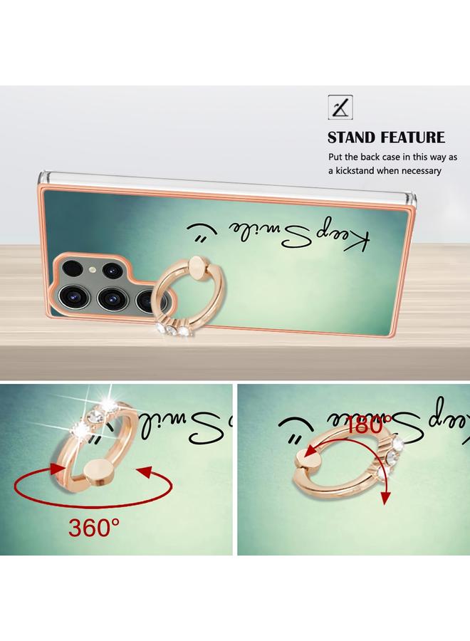 اس-توب جراب لهاتف Samsung Galaxy S23 Ultra 5G مطلي بالكهرباء من الجانبين مع حامل حلقي - Image 3