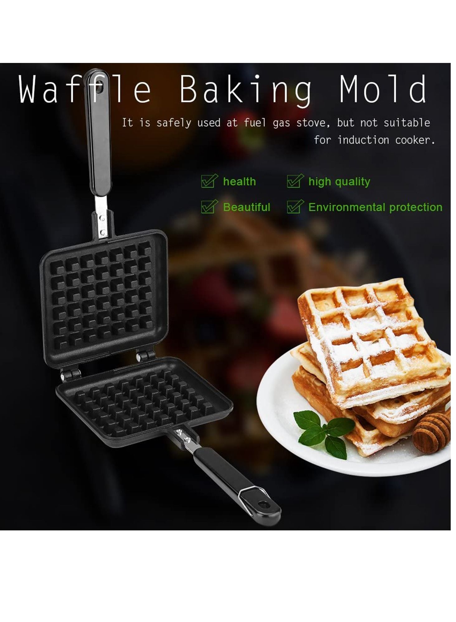 Non-Stick Double-Side Waffle Baking Mold Pan Household Gas Aluminum Alloy Cone Maker Press Plate Cooking Tool Iron 