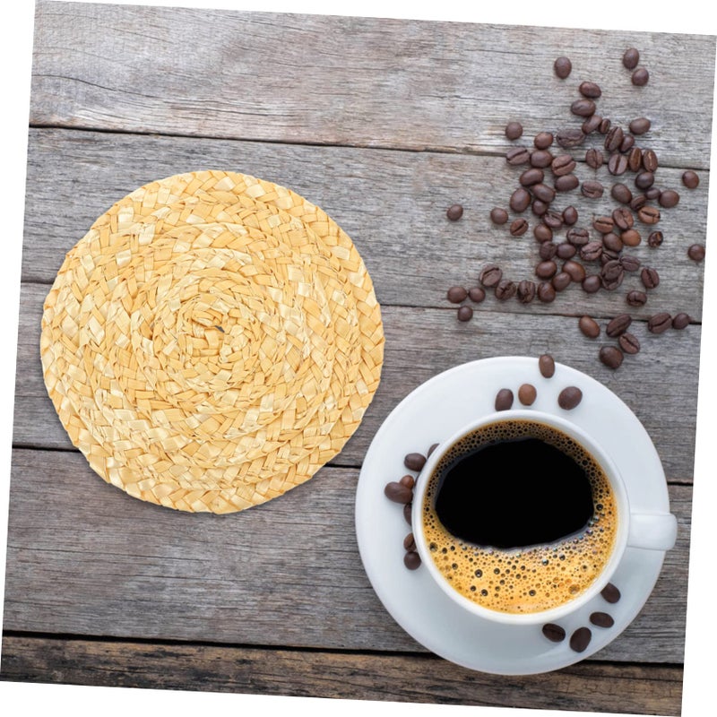 6Pcs Heat Resistant Absorbent Straw Braided Car Cup Coasters Set - Image 5