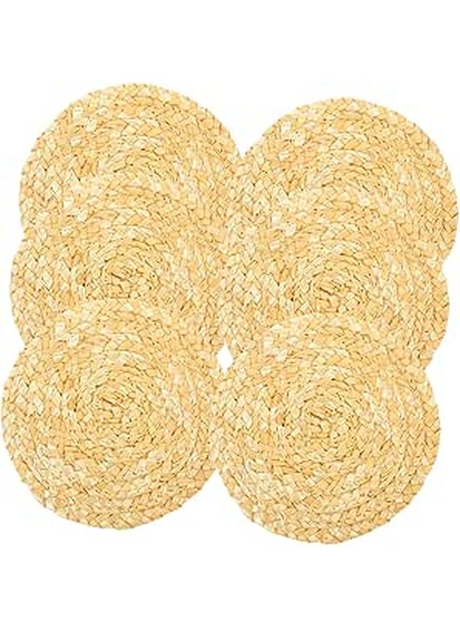 6Pcs Heat Resistant Absorbent Straw Braided Car Cup Coasters Set - Image 1