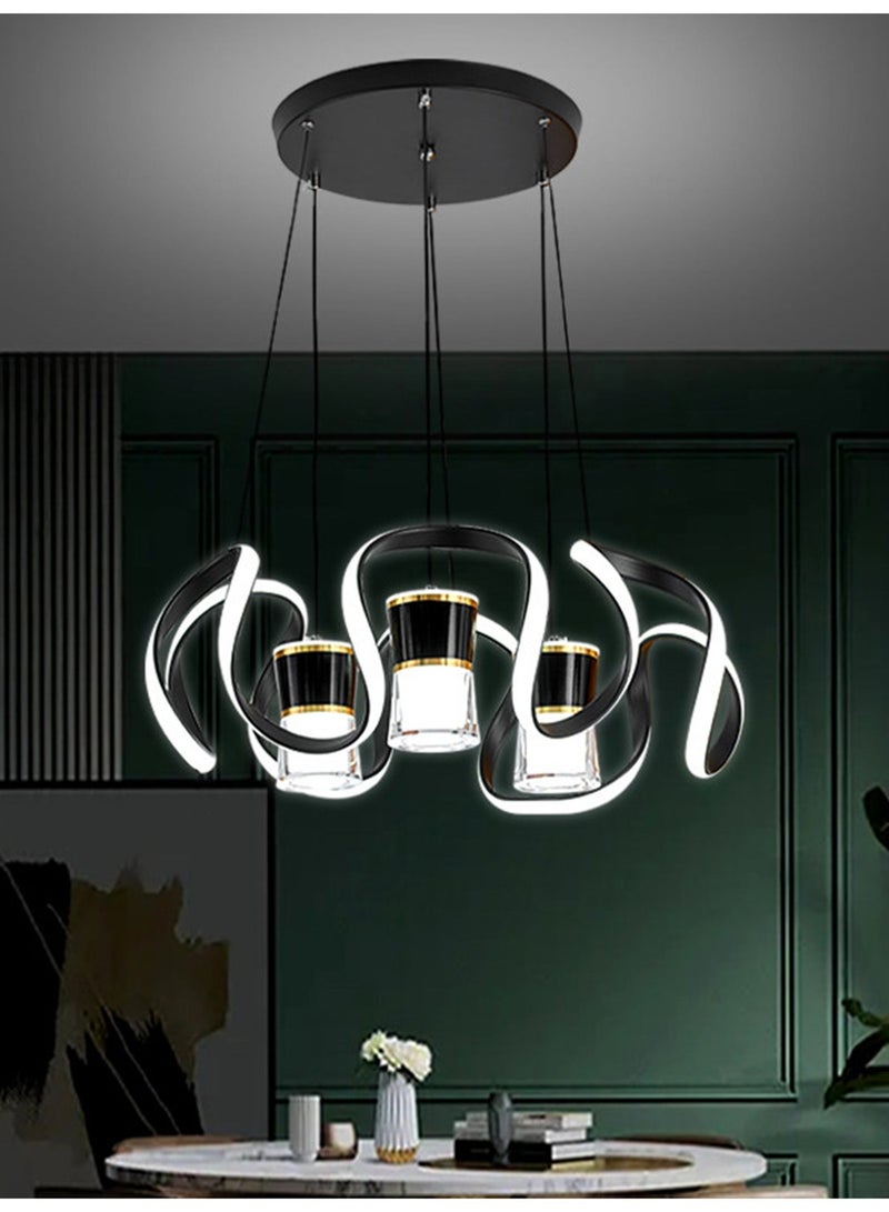 Modern Black Gold LED Ring Chandelier, Pendant Ceiling Light for Dining Room Living Room Kitchen Island - Image 1