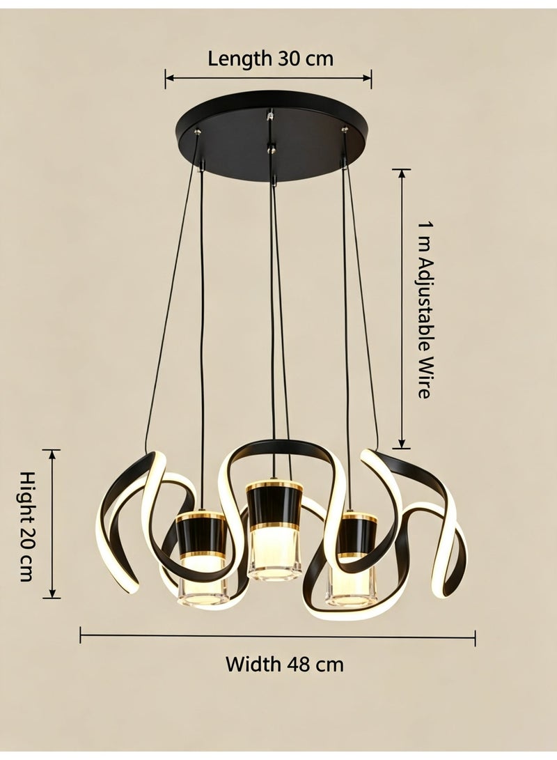 Modern Black Gold LED Ring Chandelier, Pendant Ceiling Light for Dining Room Living Room Kitchen Island - Image 4