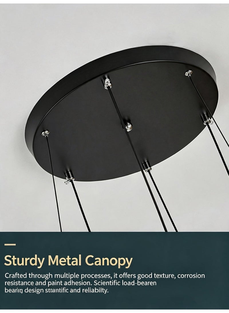 Modern Black Gold LED Ring Chandelier, Pendant Ceiling Light for Dining Room Living Room Kitchen Island - Image 5