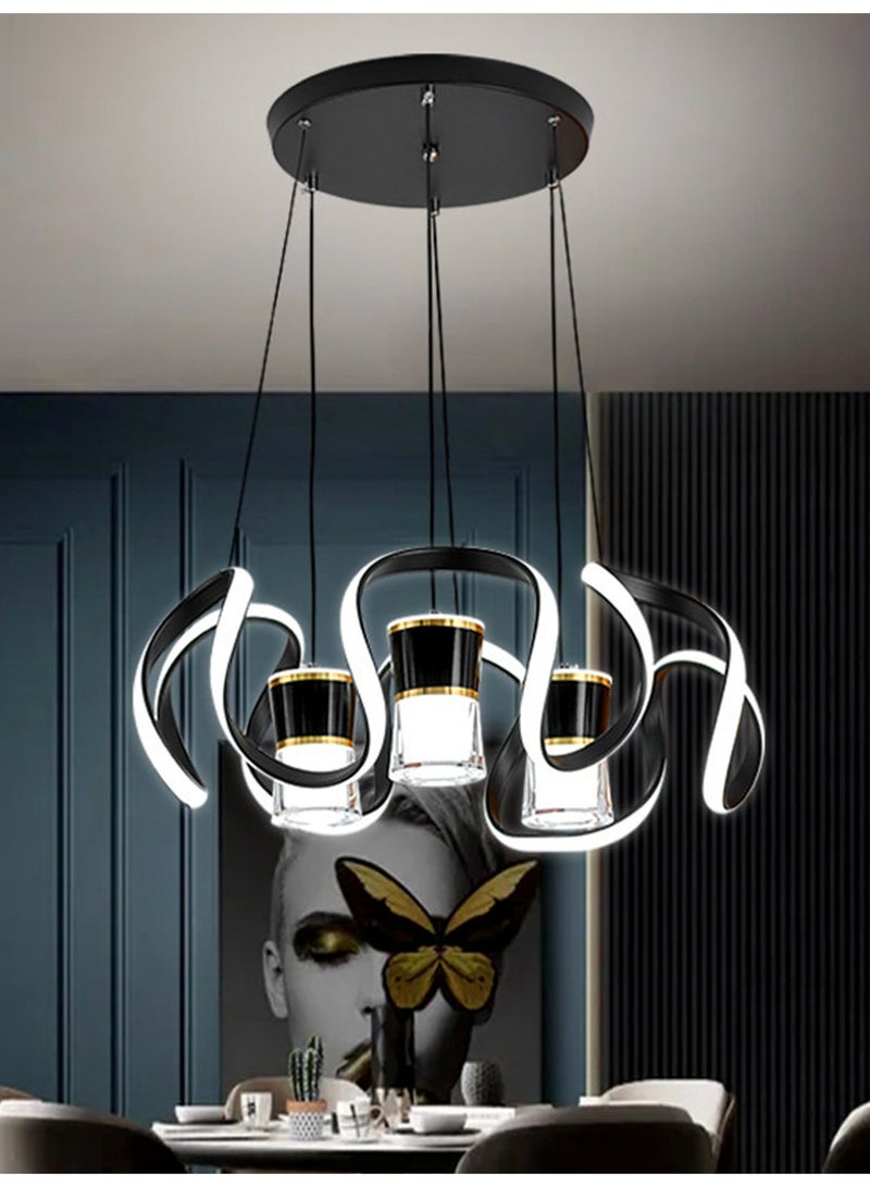 Modern Black Gold LED Ring Chandelier, Pendant Ceiling Light for Dining Room Living Room Kitchen Island - Image 2