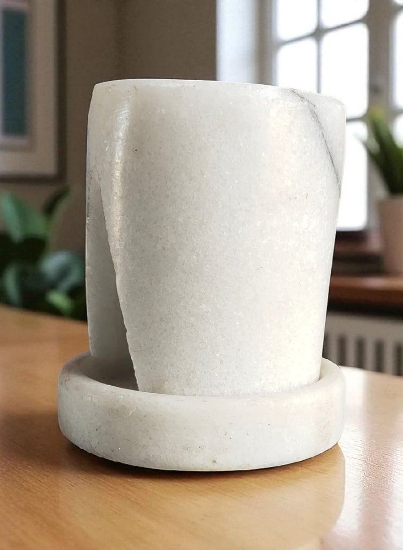 color zone pottery Oil diffuser made of natural Carrara marble, size 13 cm - Image 3