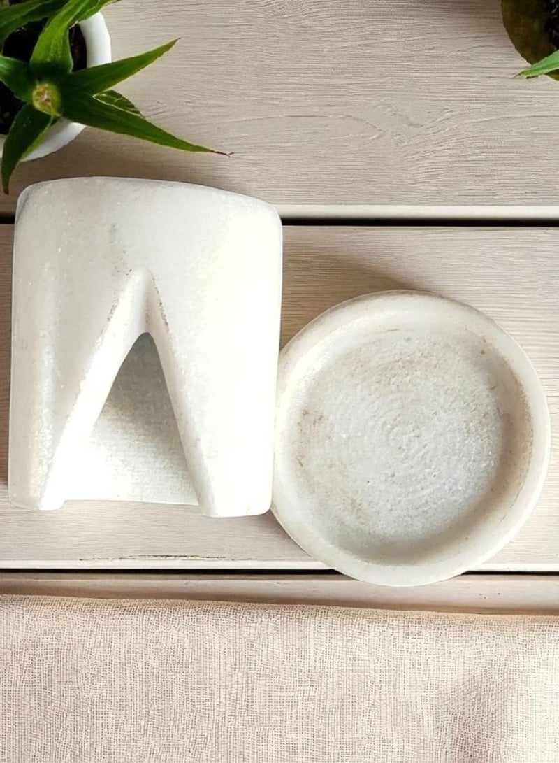 color zone pottery Oil diffuser made of natural Carrara marble, size 13 cm - Image 4