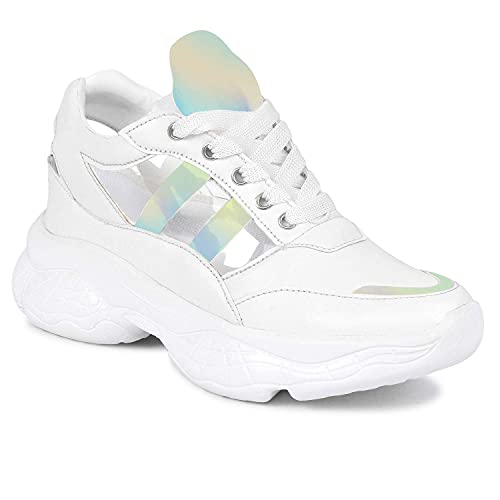 Amico Women's & Girls Sneakers Walking Casual Shoes White - Image 1