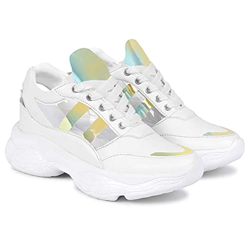 Amico Women's & Girls Sneakers Walking Casual Shoes White - Image 5