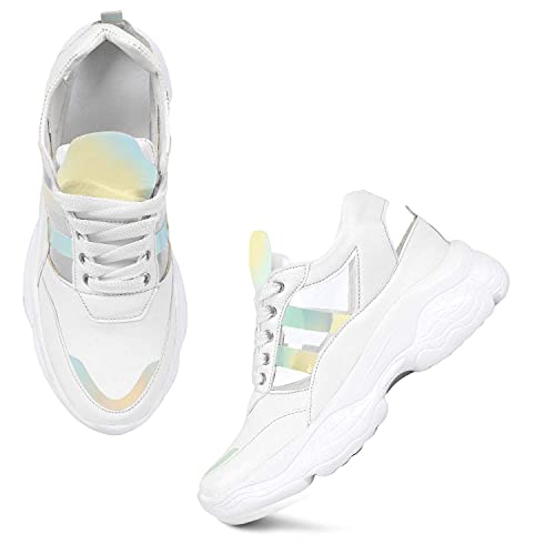 Amico Women's & Girls Sneakers Walking Casual Shoes White - Image 3