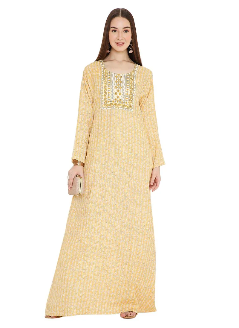 HANA & SARA TINY PRINT FARASHA WITH UNIQUE THREAD EMBROIDERY ARABIC KAFTAN JALABIYA DRESSES
