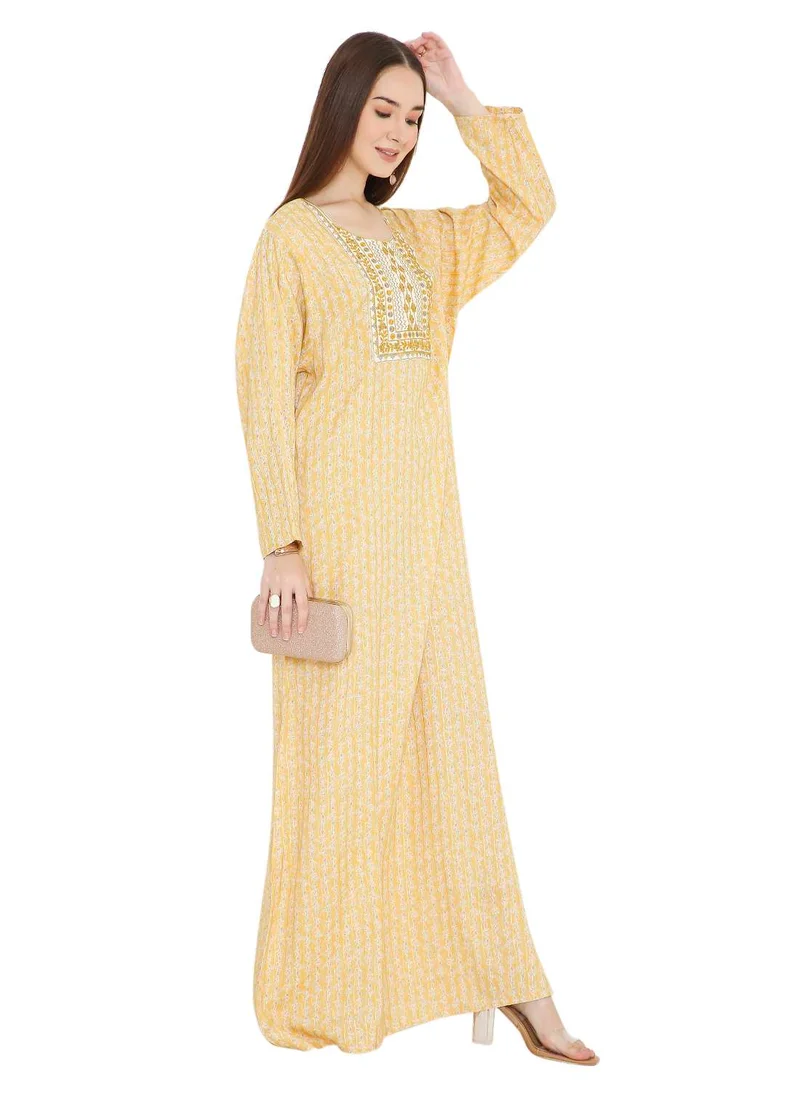 HANA & SARA TINY PRINT FARASHA WITH UNIQUE THREAD EMBROIDERY ARABIC KAFTAN JALABIYA DRESSES