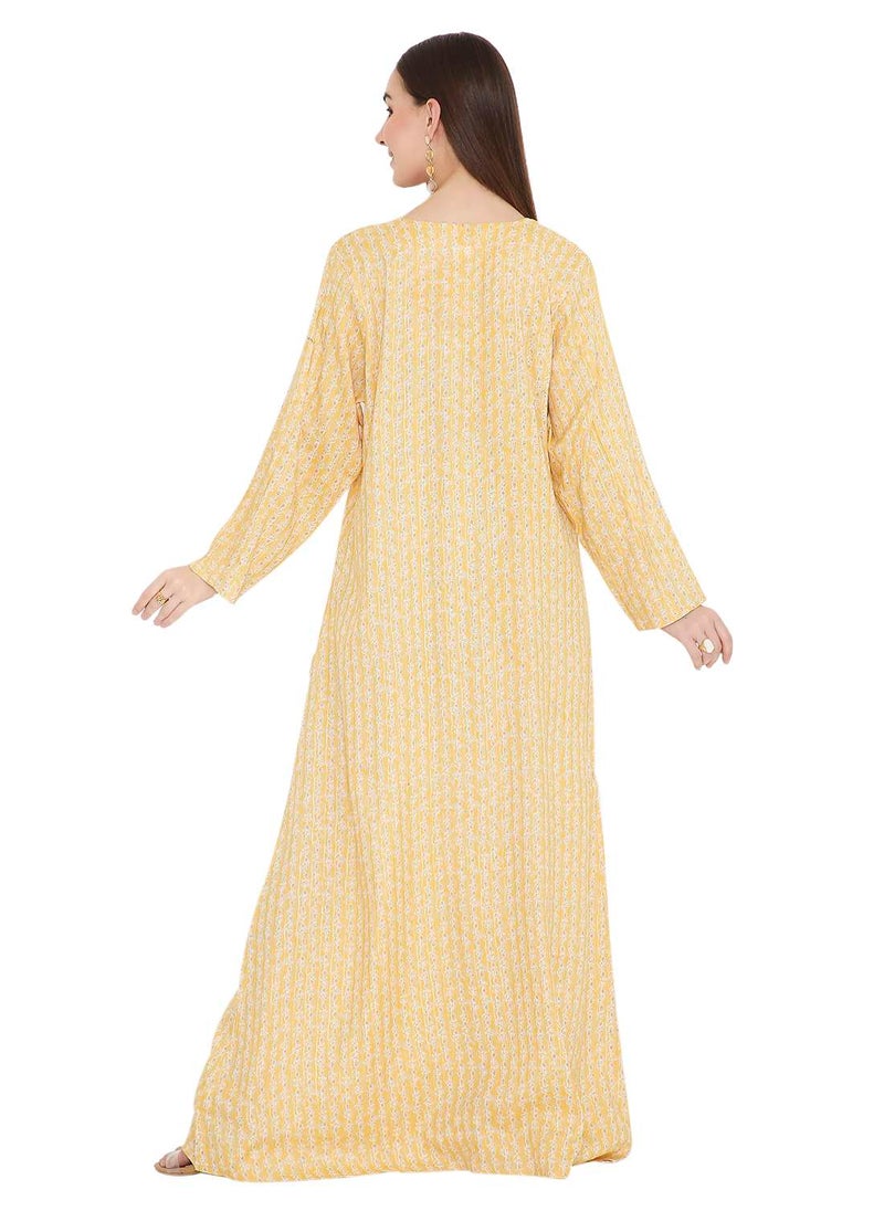 HANA & SARA TINY PRINT FARASHA WITH UNIQUE THREAD EMBROIDERY ARABIC KAFTAN JALABIYA DRESSES  - Image 2