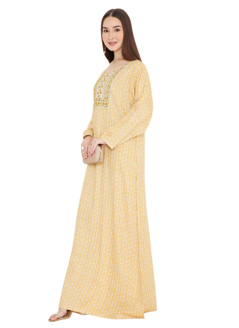 HANA & SARA TINY PRINT FARASHA WITH UNIQUE THREAD EMBROIDERY ARABIC KAFTAN JALABIYA DRESSES  - Image 1