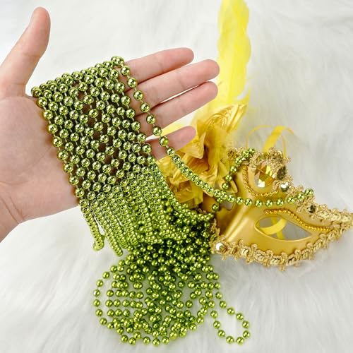 ZZYFGH 12 Pcs Light Green Beads Necklace, St. Patricks Day Bead Necklace, 33'' Mardi Gras Beads Necklaces Light Green Bead Necklaces for Mardi Gras St. Patricks Day Christmas Festive Events - Image 4