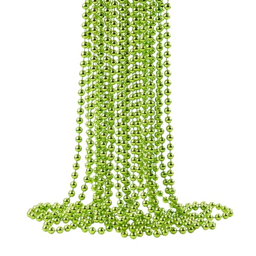 ZZYFGH 12 Pcs Light Green Beads Necklace, St. Patricks Day Bead Necklace, 33'' Mardi Gras Beads Necklaces Light Green Bead Necklaces for Mardi Gras St. Patricks Day Christmas Festive Events - Image 1