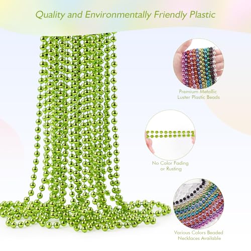 ZZYFGH 12 Pcs Light Green Beads Necklace, St. Patricks Day Bead Necklace, 33'' Mardi Gras Beads Necklaces Light Green Bead Necklaces for Mardi Gras St. Patricks Day Christmas Festive Events - Image 3