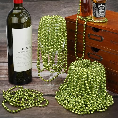 ZZYFGH 12 Pcs Light Green Beads Necklace, St. Patricks Day Bead Necklace, 33'' Mardi Gras Beads Necklaces Light Green Bead Necklaces for Mardi Gras St. Patricks Day Christmas Festive Events - Image 5