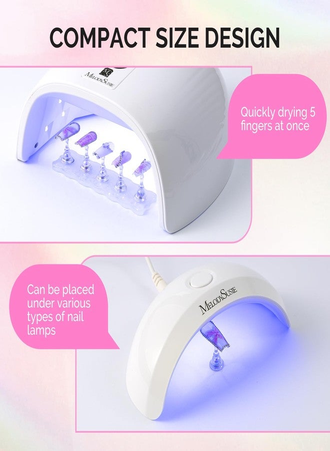 MelodySusie Nail Stand for Press Ons, White Shiny Acrylic Magnetic Base for Painting Display with Brush Holder and 100 Pcs Reusable Double-Sided Tape for Home DIY Salon Supplies - Image 5