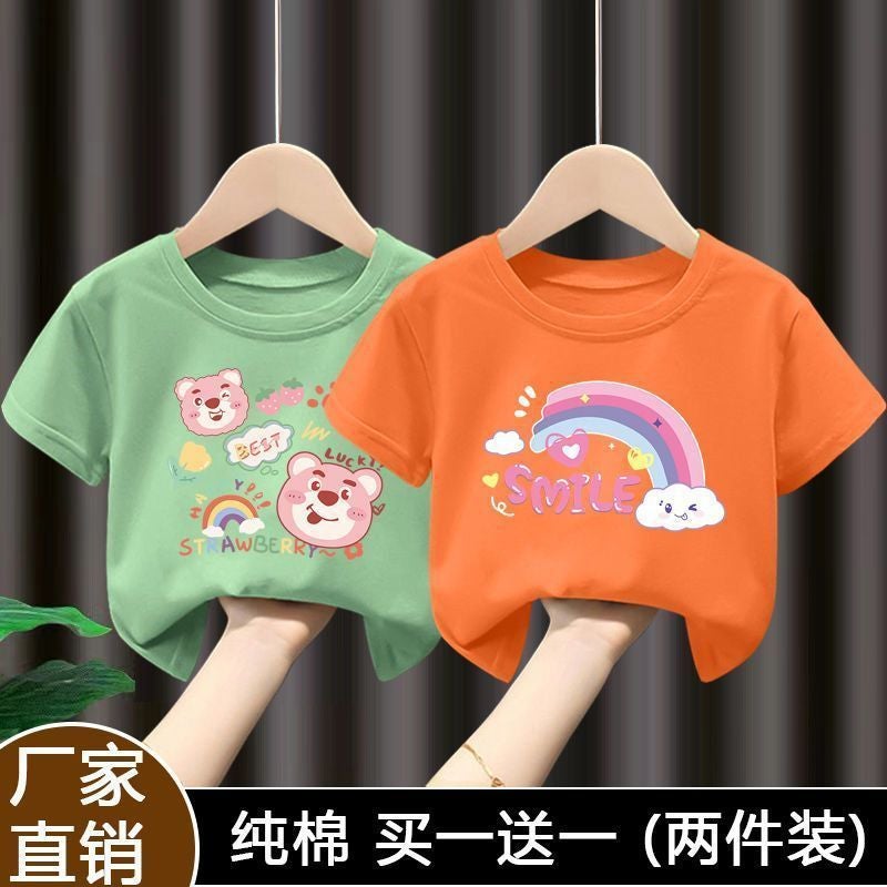 Summer 100 Cotton Girls Short-Sleeved T-Shirt Cartoon All-Match Half-Sleeved T-Shirt New Style 12 - Image 5