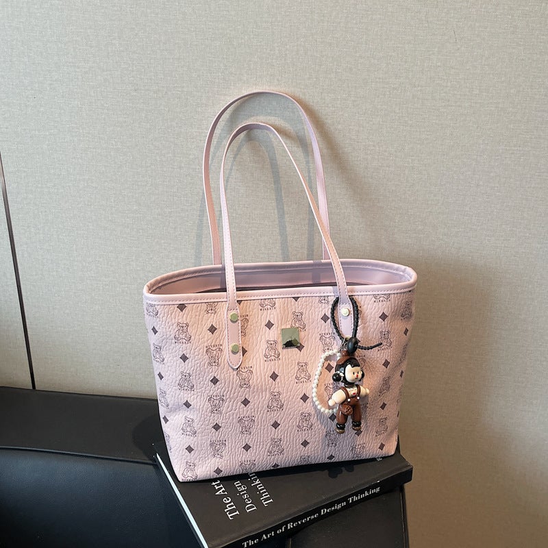 High-End Handbag Women'S Commuting Class Large Bag Fashion Shoulder Bag Cartoon Bear Tote Bag