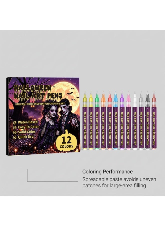 12 Colors Fluorescent Nail & Face Body Art Marker Pens, Water Based Quick Dry DIY Drawing Pens for Festival Party Decoration - Image 5