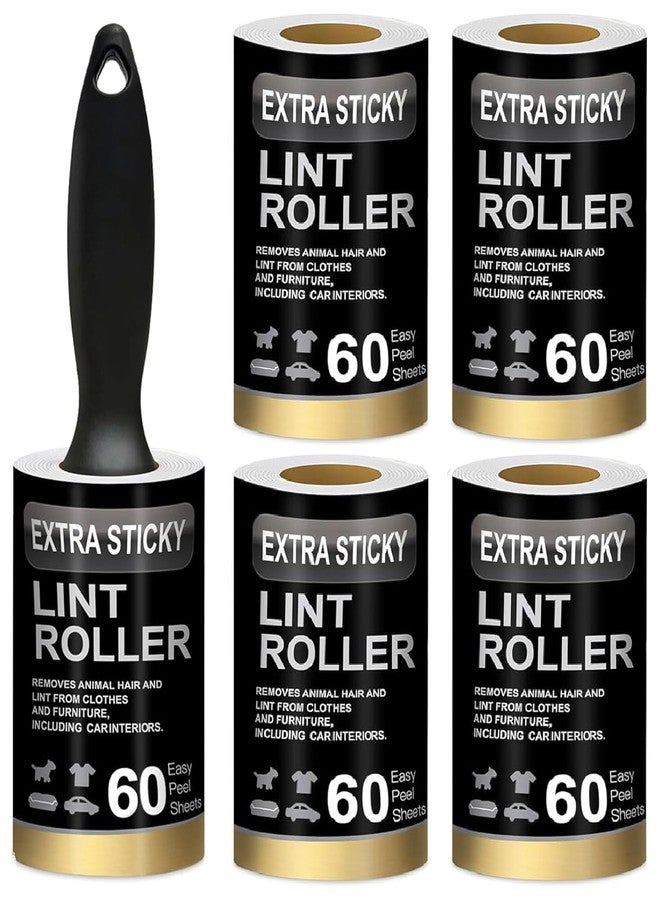 Style Keepers 5 Roll with 1 Handle 300 Sheet (60/Roll) Lint Remover Fabric Roller & Refill For Woolen, Black Clothes, Dust Remover, Pet Hair Remover With Ball Handle To Remove Fur Clothes Lint Remover - Image 1