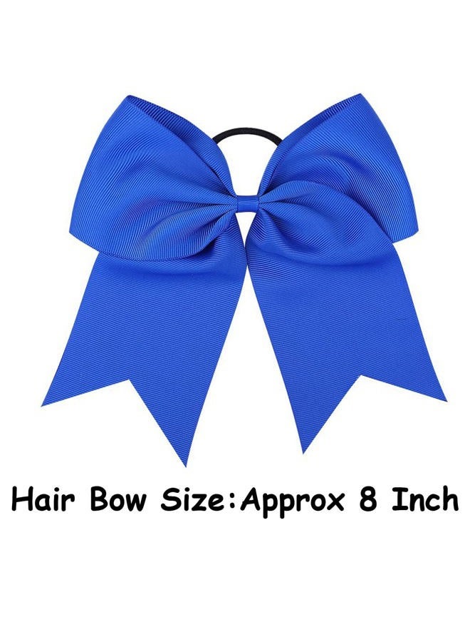 WillingTee 20Pcs 8" Large Cheer Bows for Girls Ponytail Holder Grosgrain Ribbon Cheerleading Bows Elastic Hair Tie Bands for Baby Girls School Colleage Teens Senior Cheerleader - Image 2