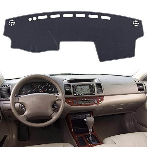 HanLanKa Dash Cover Mat Custom Fit for Toyota Camry 2002 2003 2004 2005 2006 with Cutout for Sensors and Dash Speakers wo Cutout for Airbag Dashboard Cover Pad Carpet 0206 Gray - Image 1