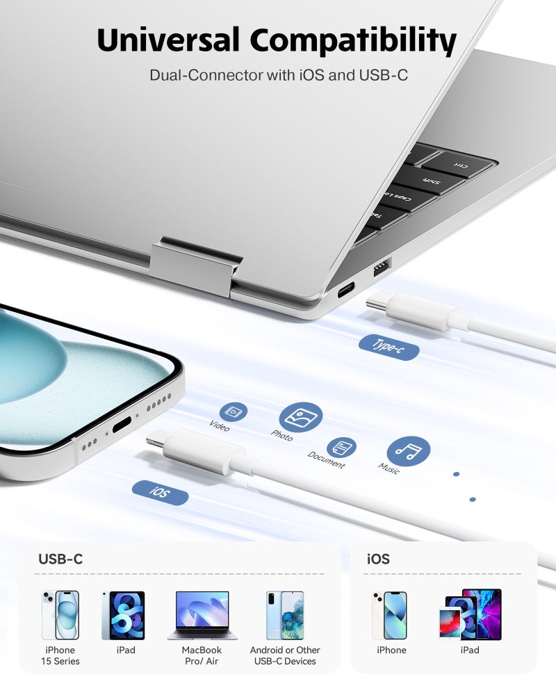 SUNTRSI SD Card Reader for iPhone iPad Camera with USB C, Dual Card Slot USB 3.0 Memory Card Reader Supports SD/TF Card Trail Camera Viewer SD Card Adapter Portable Micro SD Card Reader No App Plug and Play - Image 4