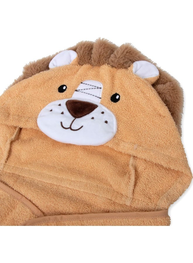Baby Essentials Baby Essentials Animal Hooded Towel and Washcloth Set for Newborns and Infants, Boys and Girls 0 -9 Months (Lively Little Lion)  - Image 5