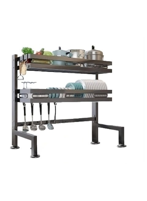 Dish Drying Rack For Kitchen Counter Top Organizer With Sink Drainer And Cutlery Shelf Option Black
