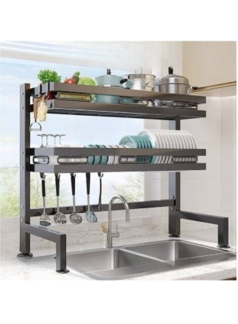 Dish Drying Rack For Kitchen Counter Top Organizer With Sink Drainer And Cutlery Shelf Option Black