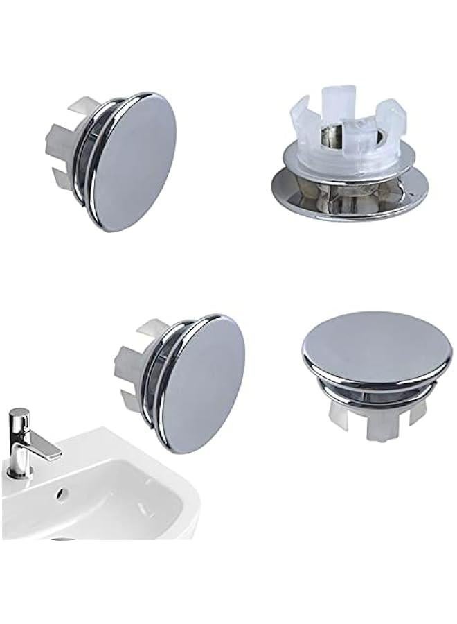 Solid Brass Bathroom Sink Overflow Trim Ring Cover Insert Hole Caps Double Layer Copper Chrome 4 Pack.  - Image 1