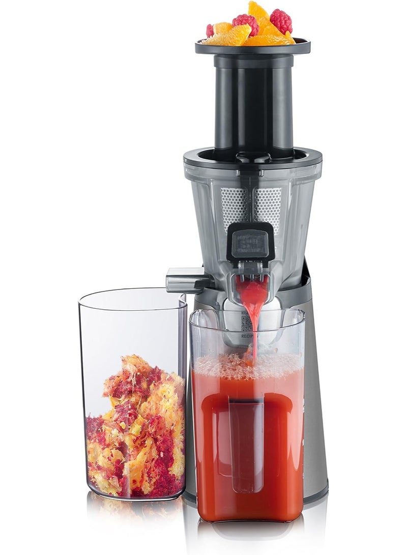 SEVERIN ES 3571 Slow Juicer (150 W, Frozen Fruits attachment included) metallic gray / black / stainless steel
