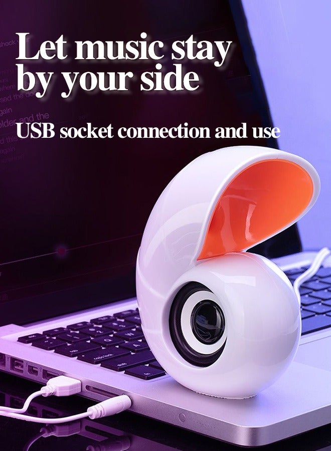 مكبر صوت صغير لطيف على شكل محارة USB، مناسب لمكبرات الصوت الصغيرة على أجهزة الكمبيوتر وأجهزة الكمبيوتر المكتبية وأجهزة الكمبيوتر المحمولة - Image 3