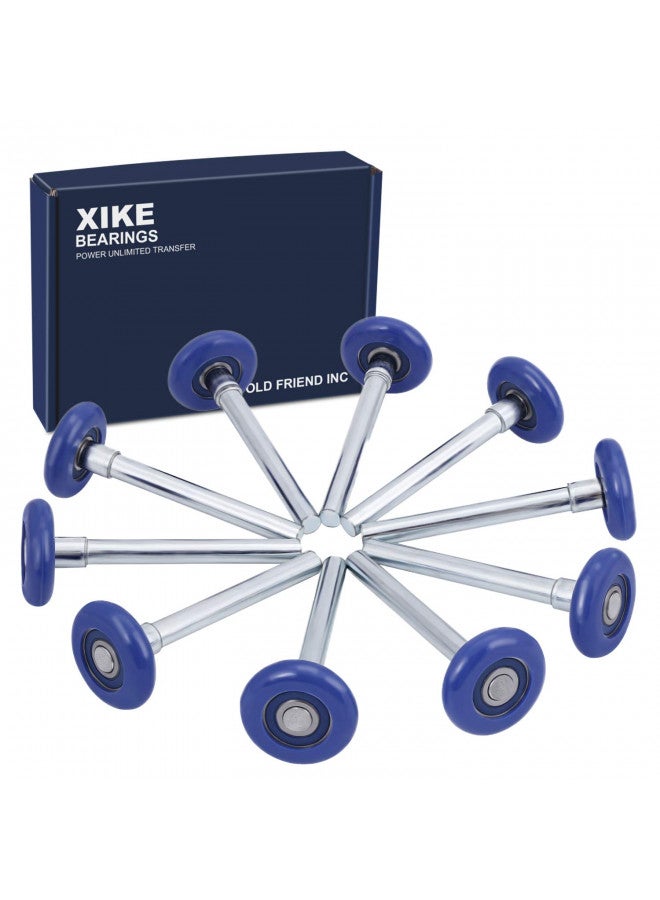 XiKe 10 Pack Blue 2" Nylon Garage Door Roller 4" Stem, Quiet/Durable and High Load, Use 6200-2RS Double Seals Precision Bearings. - Image 1