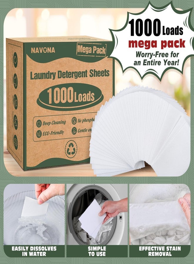 Navona 1000 Loads Mega Pack Laundry Detergent Sheets, Eco-friendly Laundry Sheets, Powerful Cleaning, Suitable for Homes, Dorms, and Apartments - [Fresh Scent] - Image 2