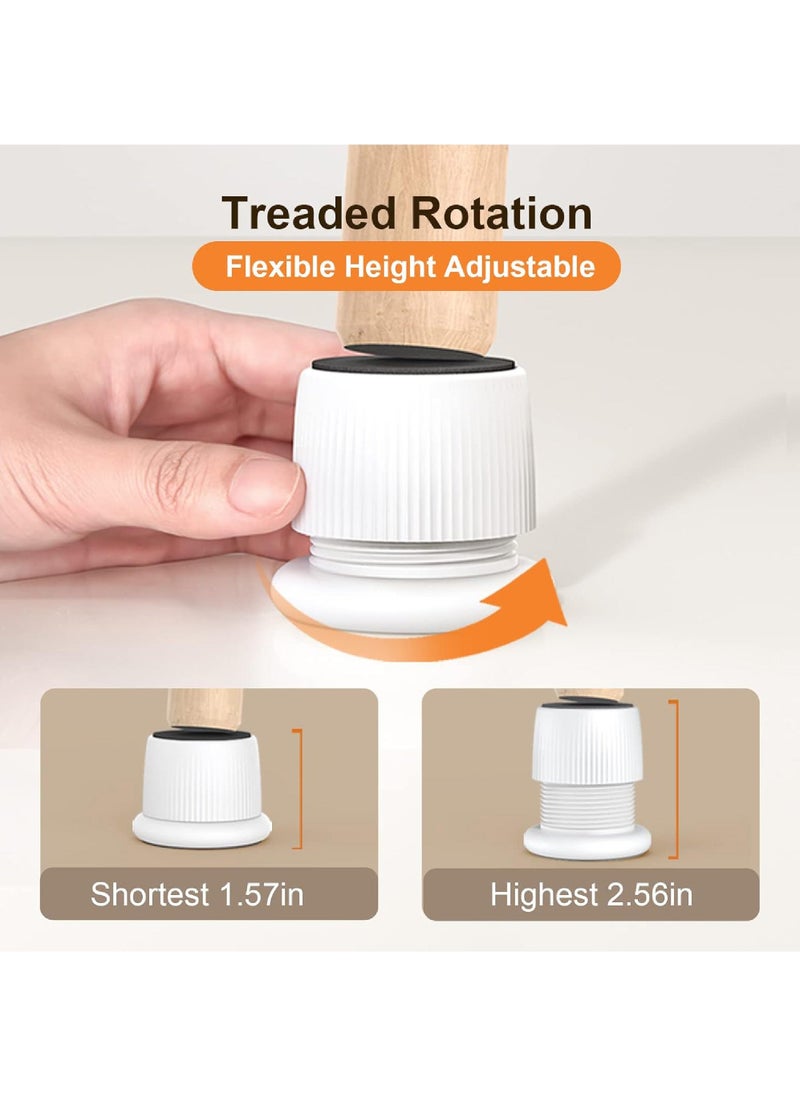 Rock Pow Adjustable Furniture Bed Risers 1.6-2.6 inch Bed Risers White Durable Plastic and Anti Slip Couch Risers 2 inch for Sofa Bed Table and Chair Lifts(4 pcs)  - Image 2