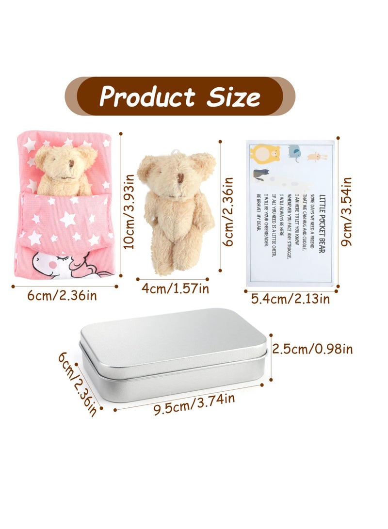 Excefore A Little Pocket Bear in a Tin Box, Hug Teddy Bear, Mini Animal Pocket Hug Bear, Fuzzy Mini Teddy Bears, for Valentines, Graduation, Birthday, Wedding (Brown) - Image 2