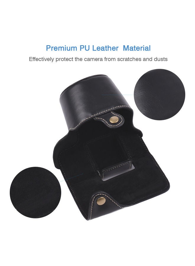 NIBEMINENT Vintage Camera Case With Shoulder Strap For Fujifilm XT200 Black  - Image 3