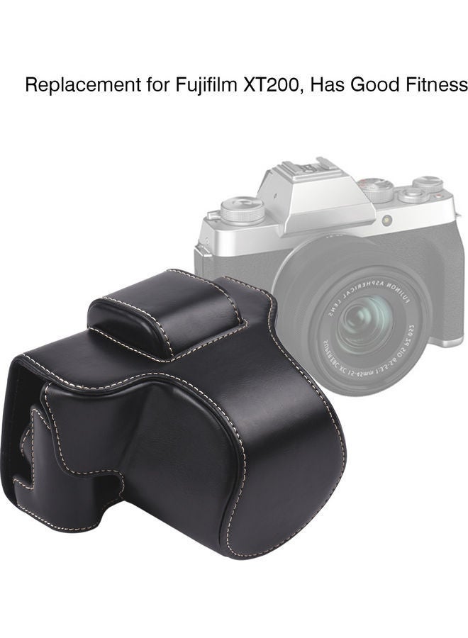 NIBEMINENT Vintage Camera Case With Shoulder Strap For Fujifilm XT200 Black  - Image 4