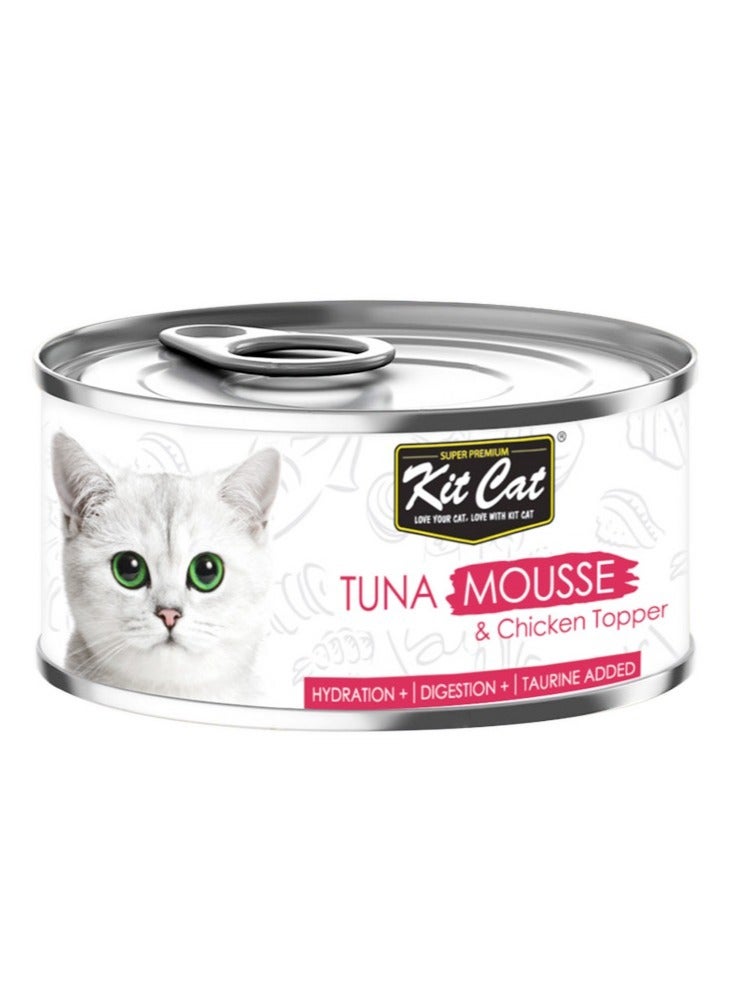 Kit Cat Pack of 24PC Cat Wet Food Tuna Mousse with Chicken Topper 80g - Image 2