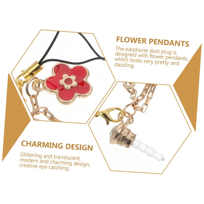 Flower Pendant Design Earphone Dust Plugs 2Pcs Set for Headphone Jack Phone Caps - Image 4