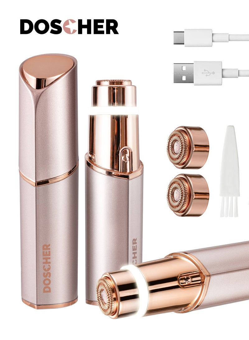 DOSCHER Facial Hair Removal for Women, Painless & Efficient  Hair Remover Device with 2 Pcs Replacement Heads , Long Battery Life , Portable Compact Design - Image 1
