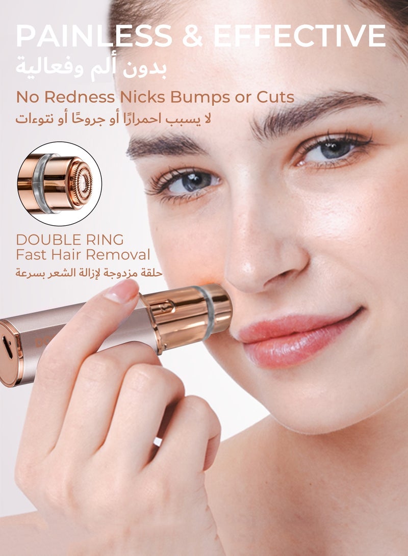 DOSCHER Facial Hair Removal for Women, Painless & Efficient  Hair Remover Device with 2 Pcs Replacement Heads , Long Battery Life , Portable Compact Design - Image 2