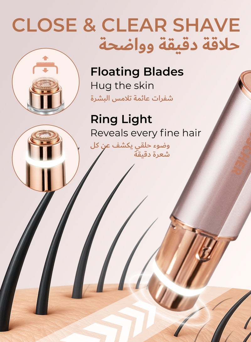 DOSCHER Facial Hair Removal for Women, Painless & Efficient  Hair Remover Device with 2 Pcs Replacement Heads , Long Battery Life , Portable Compact Design - Image 3