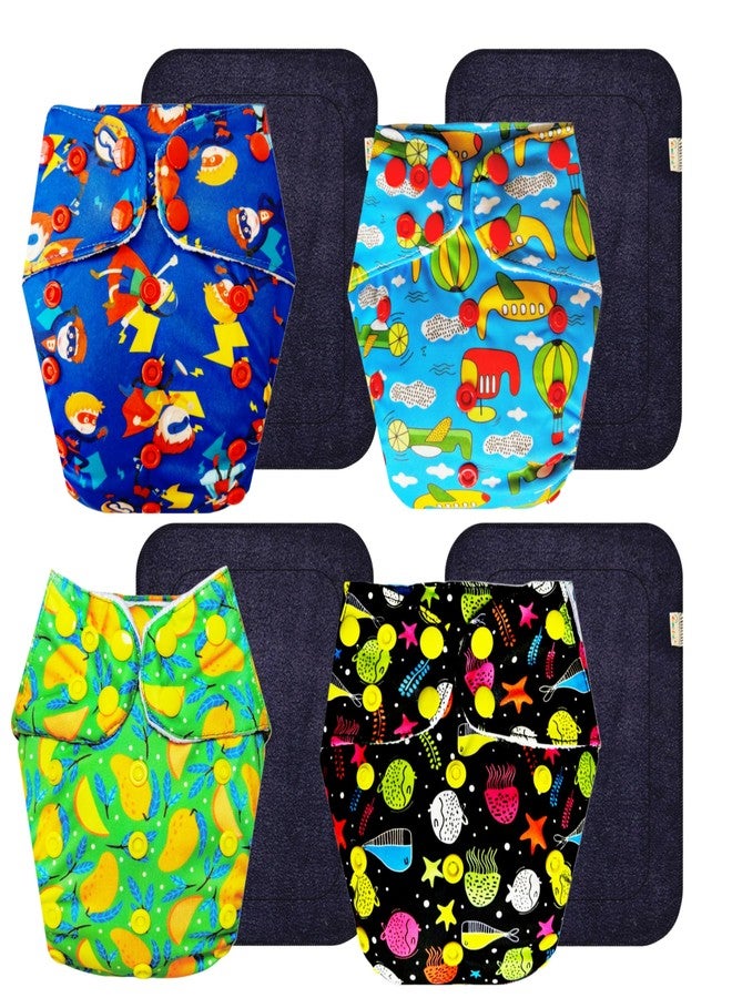 Dumbledo Premium Cloth Diaper with Black Insert (Pack of 4) | Hypoallergenic | Breathable | Adjustable Snaps | All-Day Wear | 3 Months - 3 Years | Unisex Baby - Image 1